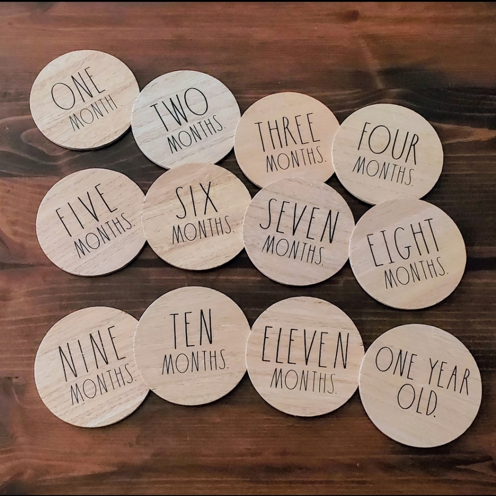 Set of Rae Dunn Wooden First Year Discs